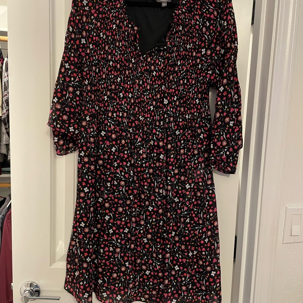 Floral Black and Red Dress